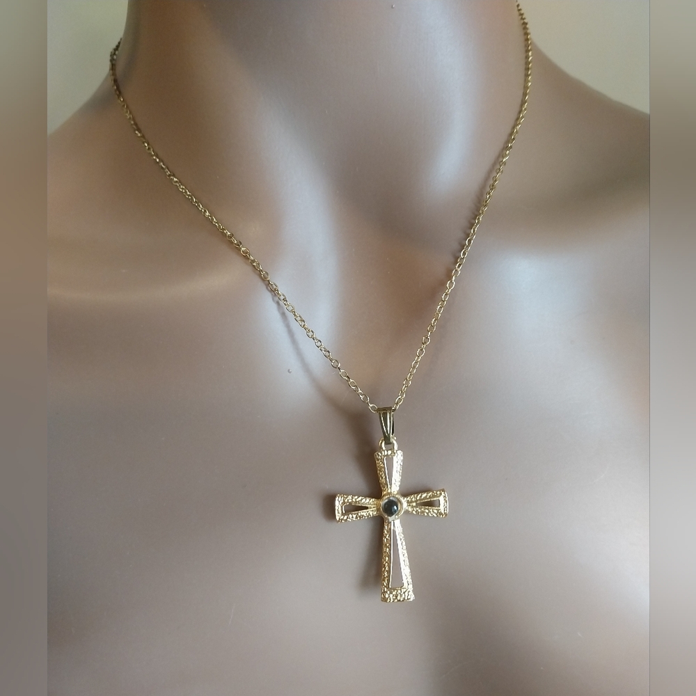 Gold Cross Pendant Necklace - Picture 7 of 9